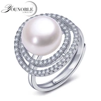 bridal genuine natural freshwater pearl ring womenadjustable 925 silver ring pearl angagement girl best gift