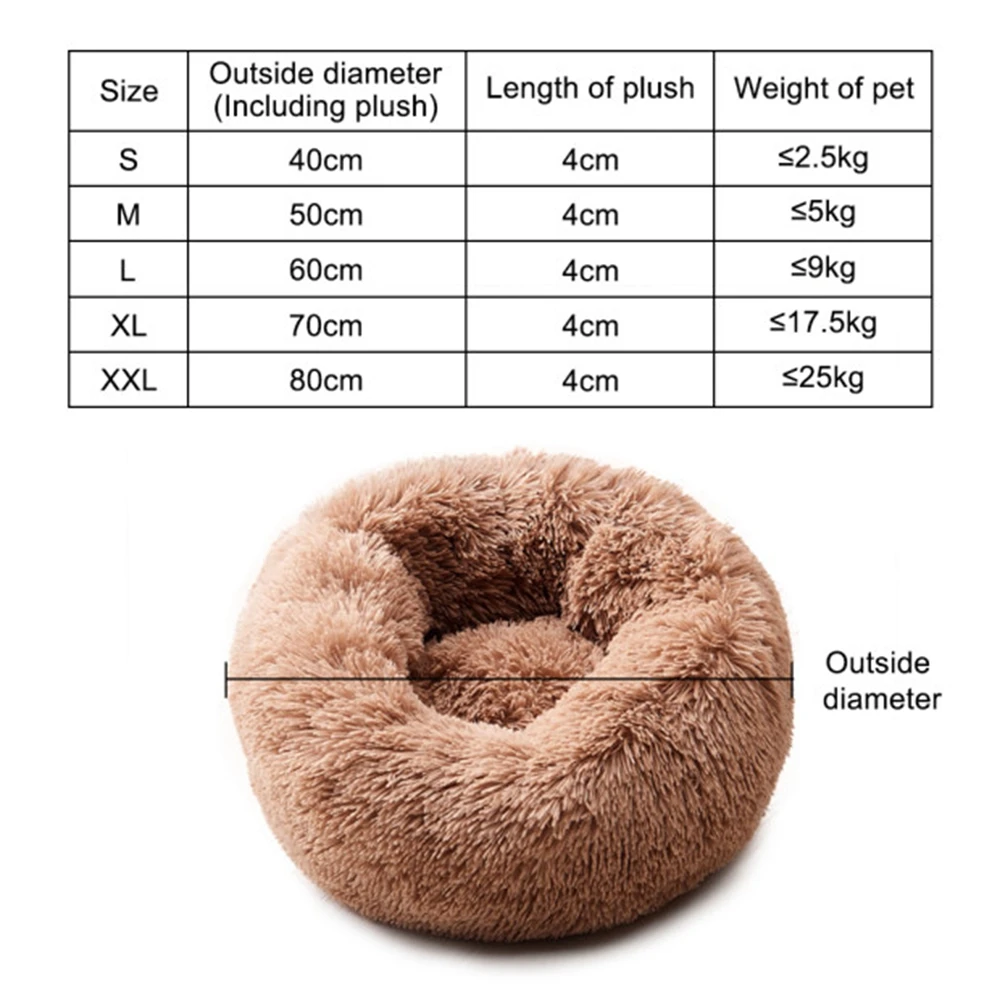 Fleece Cat Beds Round Pet Bed For Cats Dog Plush Bed House For Cat Kitten Marshmallow Cat Bed Mat Cushion Kennel Pet Supplies