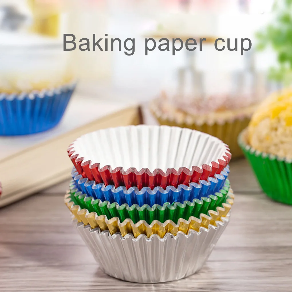 

100 pcs gold / silver / red /green/blue foil paper bake muffin cup cake wrappers case