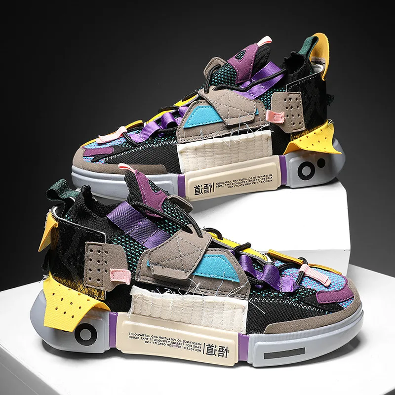 Кроссовки мужские дышащие разноцветные на платформе повседневные 2021 трендовые