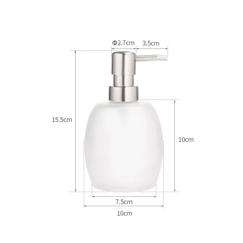 

Bathroom Soap Dispenser Glass Bottle Head Metal Head Pump Lotion Container Bottle Liquid Soap Dispenser 15 Oz