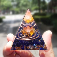 orgonite pyramid lotus natural purple crystal beads healing reiki chakra 60mm generator obsidian pyramid orgonite energy