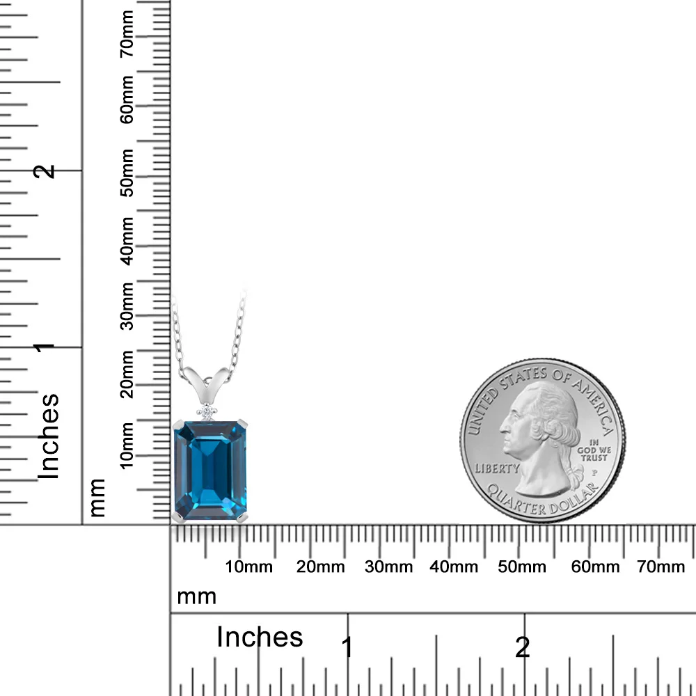 GemStoneKing 8 52 Ct Изумруд натуральный Лондон Голубой топаз белый бриллиант 925 Серебро