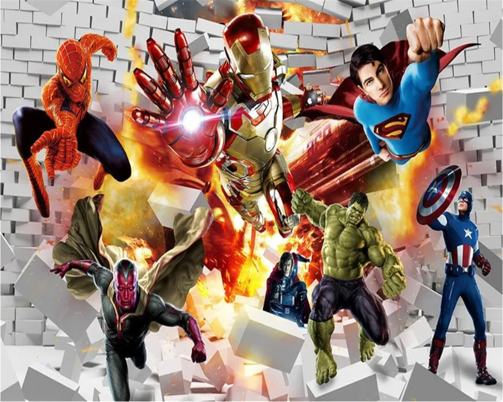 Пользовательский 3D мультфильм детская комната мальчик спальня обои фон