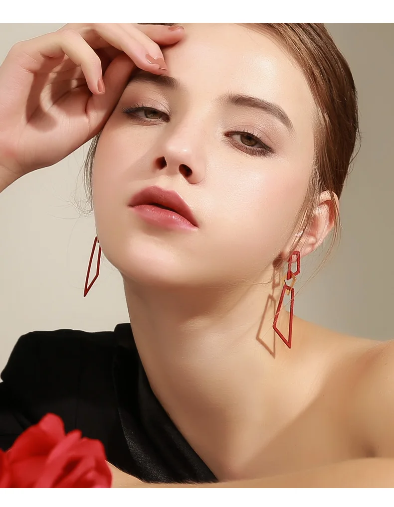 Большие серьги-кольца из сплава Необычные геометрические ювелирные изделия для