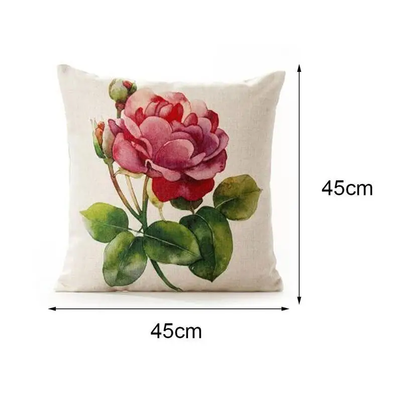 Linen Rose American Country Style Pillowcase Cushion Throw Pillow Lumbar Office Backrest J8P6 | Дом и сад