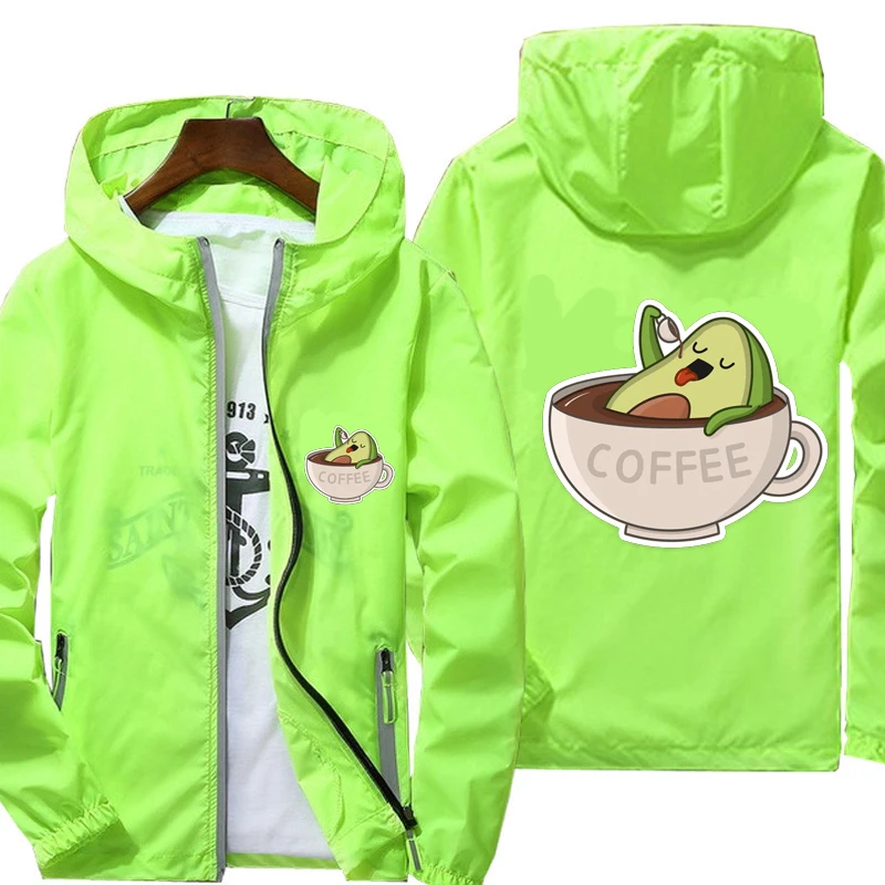 

Jacket Avocado Graphic spring autumn fashion print top men's casual zipper jacket men's jacket large size