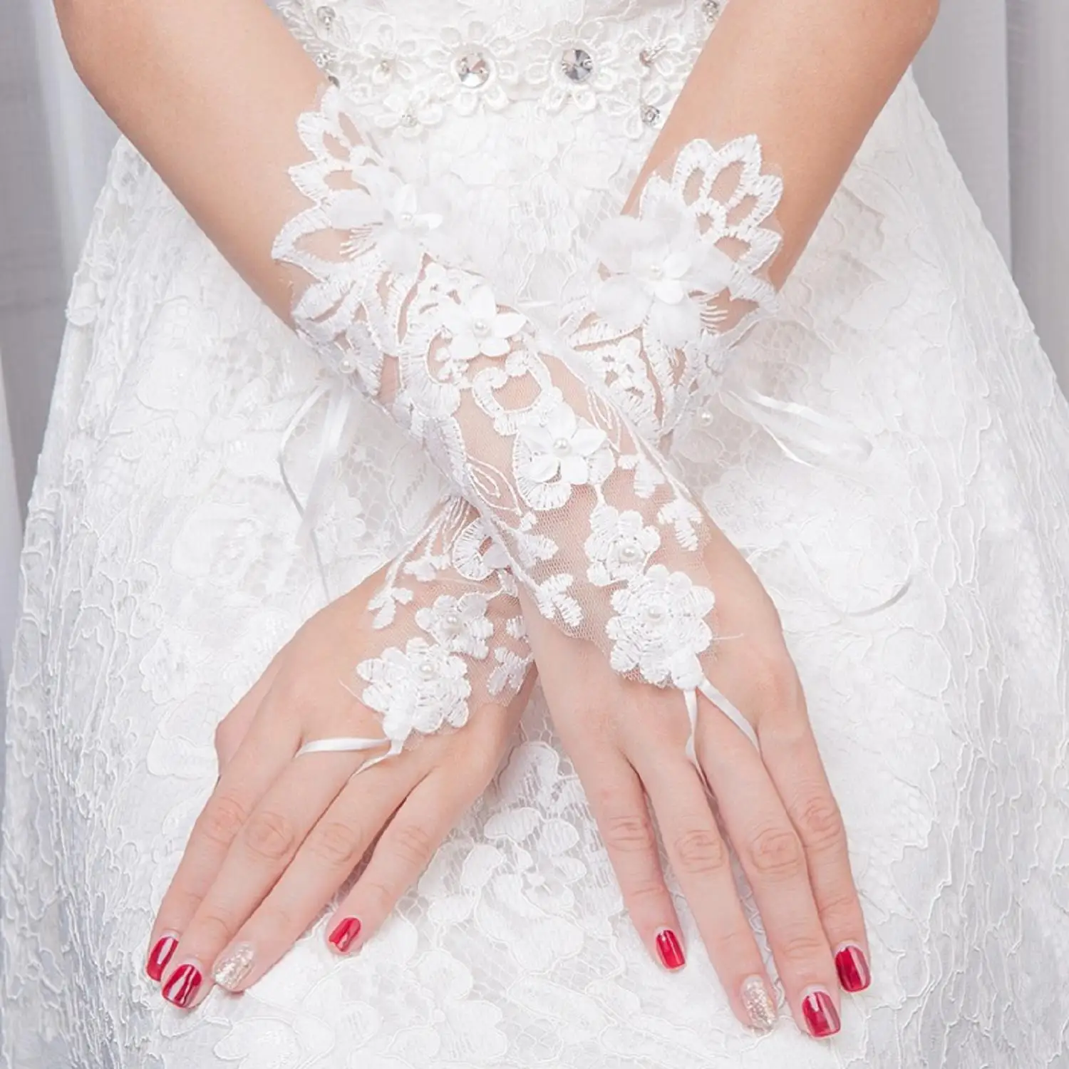 Wedding Accessories Gloves 2020 Applique Short High Quality Lace White Elegant Bridal | Свадьбы и торжества