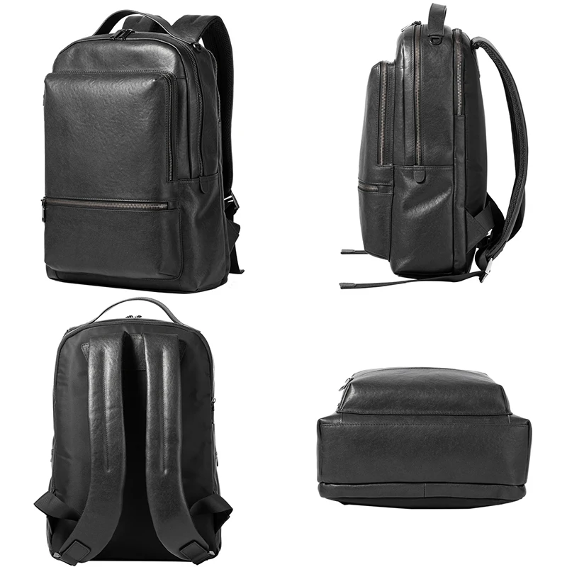 large mens backpack real genuine leather travel bag waterproof men 15 6 inch laptop backpacks fashion cow leather boys bookbag free global shipping