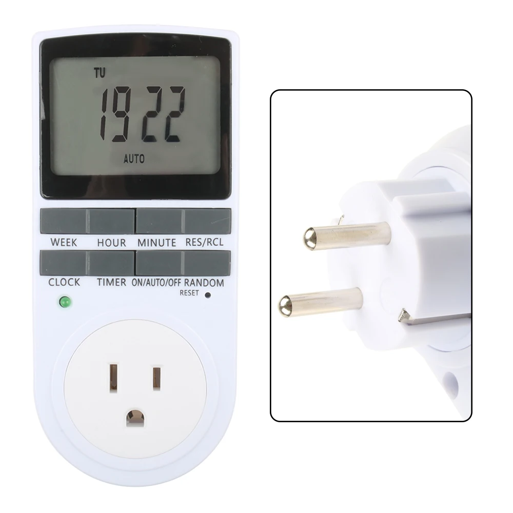 EU Plug Электронный цифровой таймер, вилка, кухонный таймер, розетка 230 В, 50 Гц, 7 дней, 12/24 часов, программируемая розетка синхронизации - Тип: EU Plug