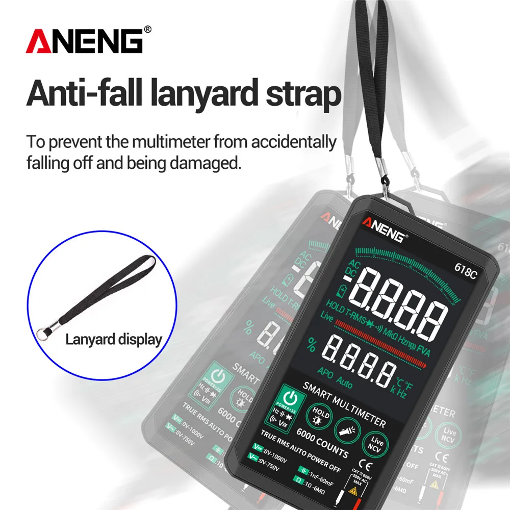 Цифровой мультиметр ANENG 618C умный сенсорный экран аналоговая панель постоянного