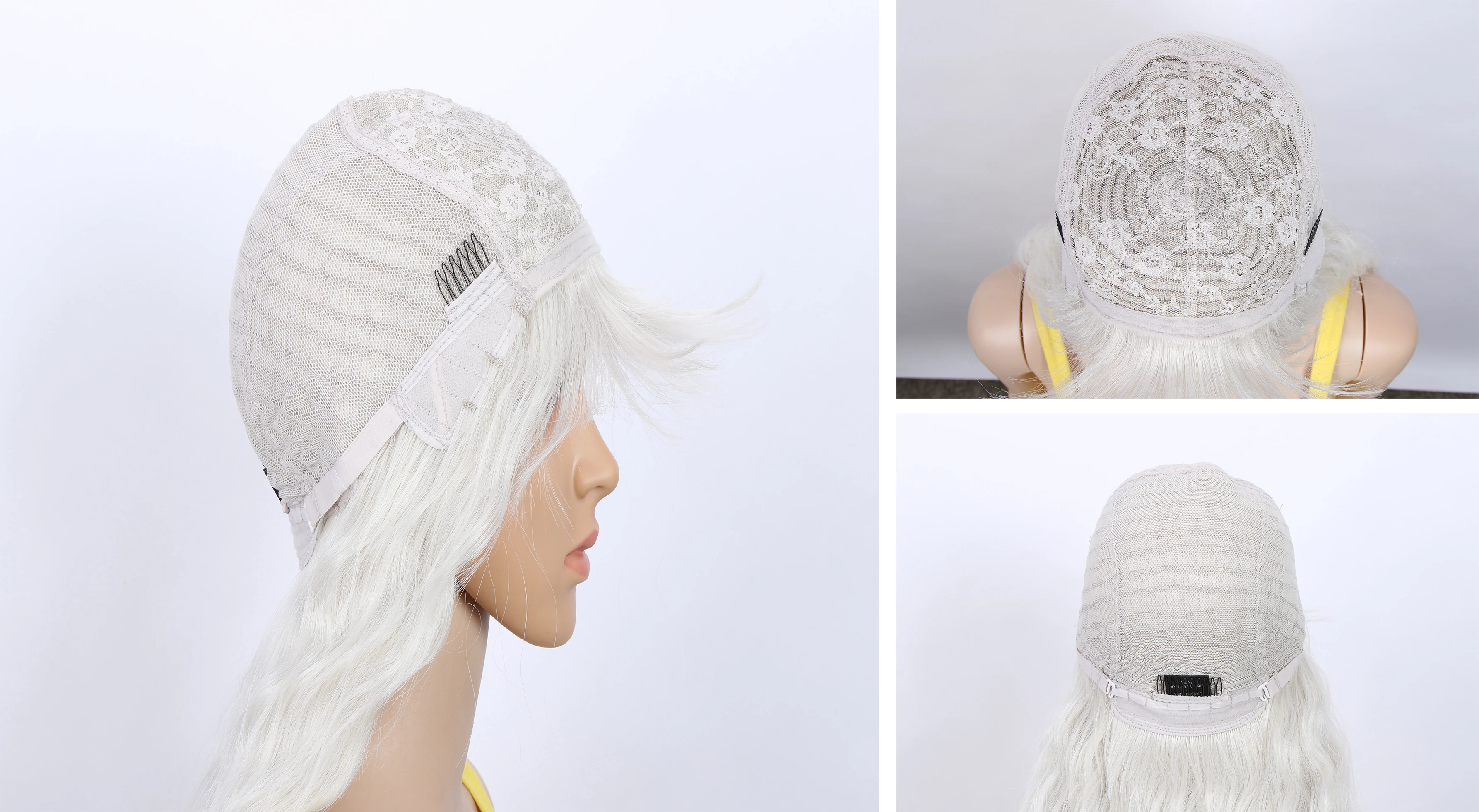 

Fashion Idol White Wig With Bangs Lolita Pink Wigs For White Women Synthetic Wig Long Deep Wave 30 Inches Ombre Heat Resistant