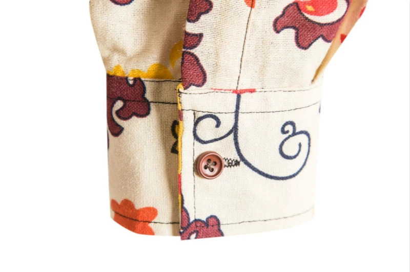 

2020 Summer and Autumn Men t-shirt Casual Beach Style Cotton and Linen Floral Long-sleeved shirts