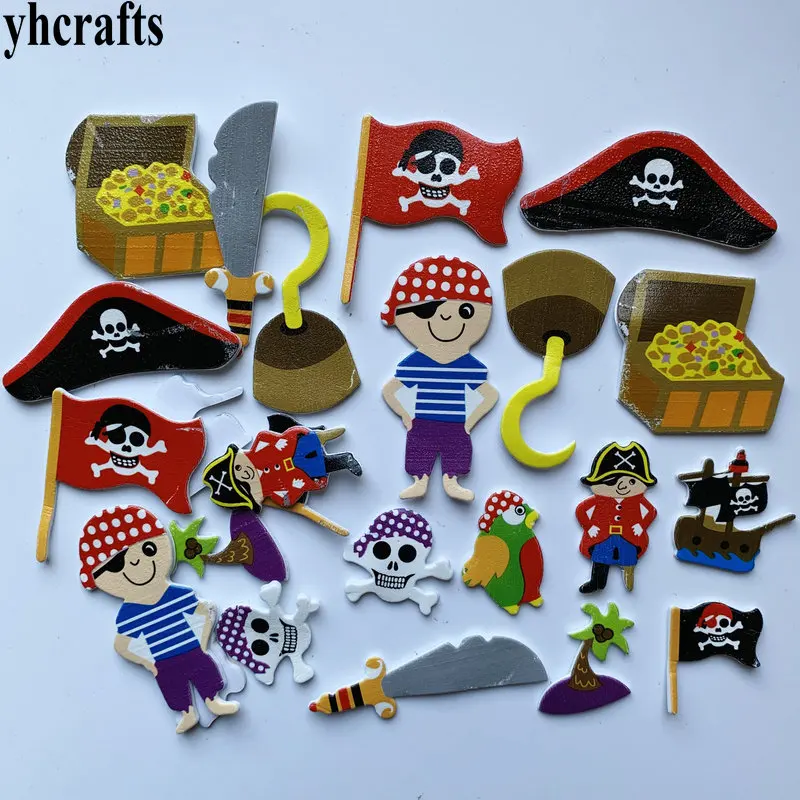 Pegatinas de espuma de pirata DIY, manualidades, art&iacute;culos de actividades, jard&iacute;n de infantes, Juguetes educativos de aprendizaje temprano, regalos de cumplea&ntilde;os, Halloween, 1g/lote-1