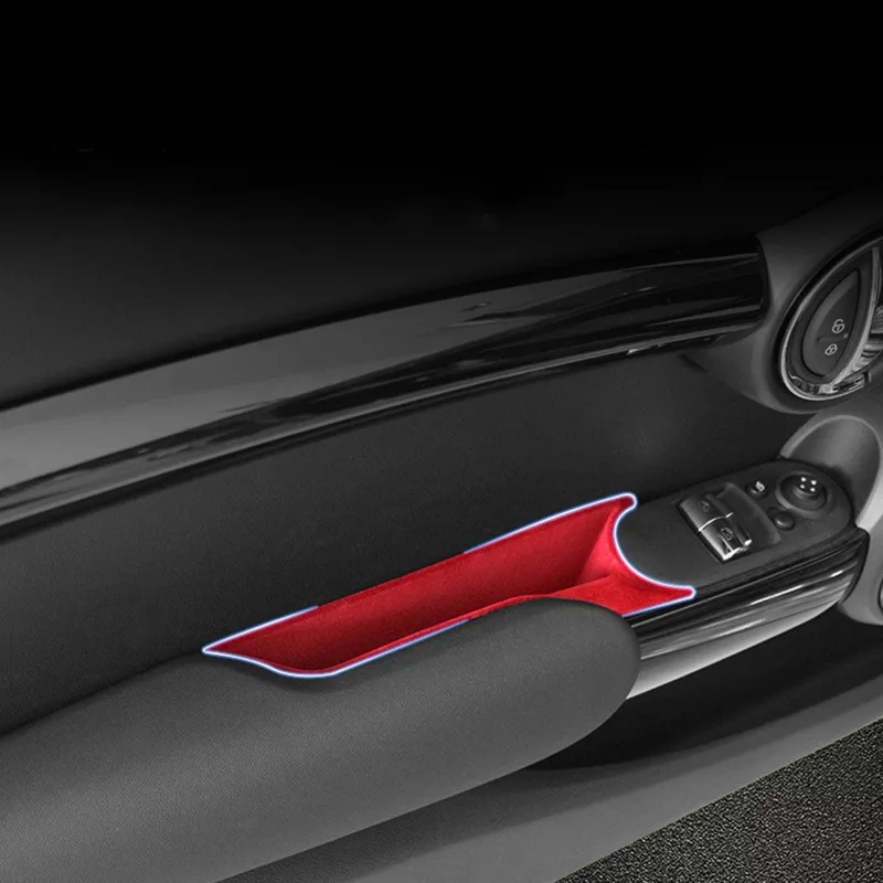 for mini cooper s f55 jcw f56 accessories flocking car door handle storage box for mini f55 mobile phone holder bag case free global shipping