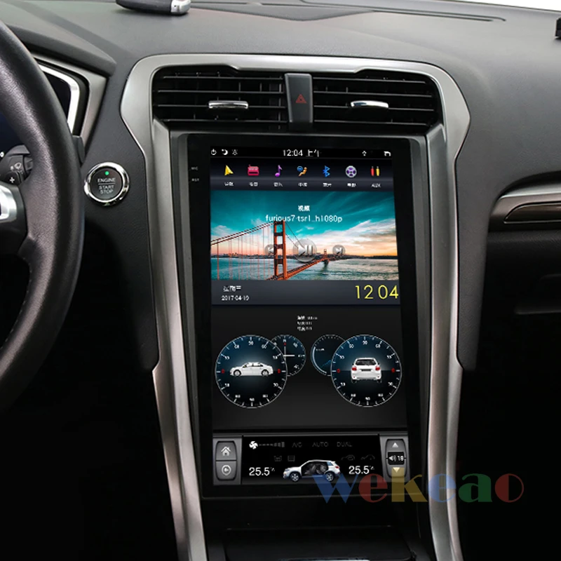 Wekeao Vertical Screen Tesla Style 12.1" 1 Din Android 9.0 Car Radio For FORD Mondeo Dvd Player With GPS Navigation 4G 2013+ |