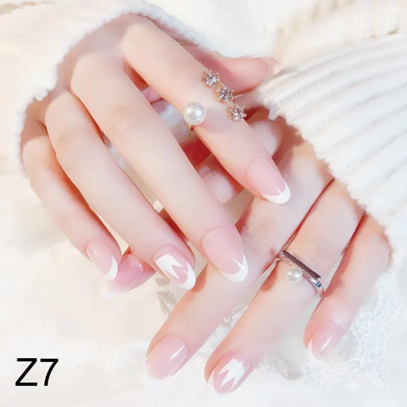 24 шт дамы DIY поддельные ногти сердце узор Красный Белый Полосатый Сделай Сам