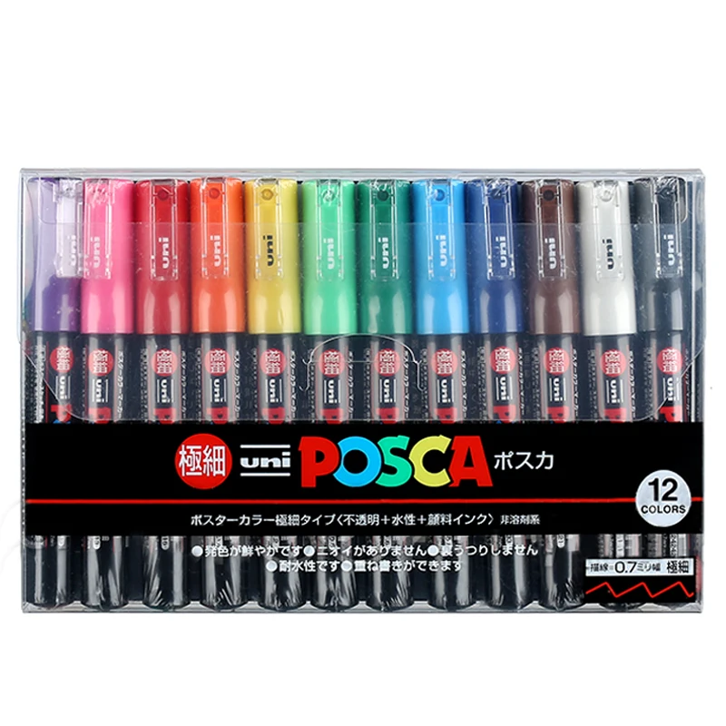 SUIT 12 Цветов комплект Mitsubishi Uni Posca PC-1M Краски маркер-ультратонкая пуля Tip-0.7mm художественный Маркер ручки для офиса и школы - Цвет: SUIT