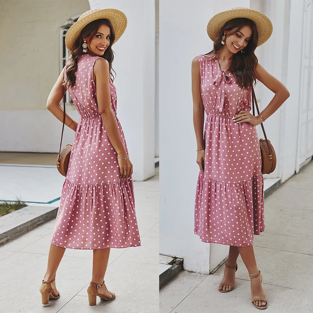 Женское стильное облегающее платье миди без рукавов с v-образным вырезом и