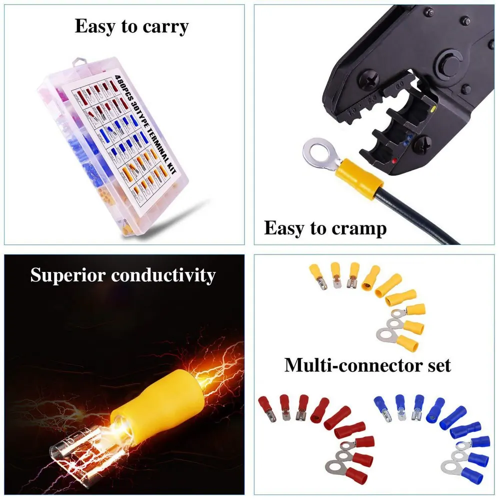 

Plier 480PCS Terminal Set Component Multi-function Crimping Pliers Terminal U-type Terminal Crimping Pliers Crimping Pliers Tool