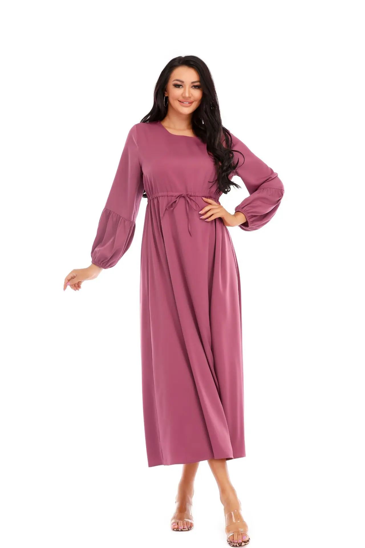 Urban Fashion Casual Spring, Summer And Autumn New Round Neck African Dress Robe Series Muslim Dress Women's Abaya