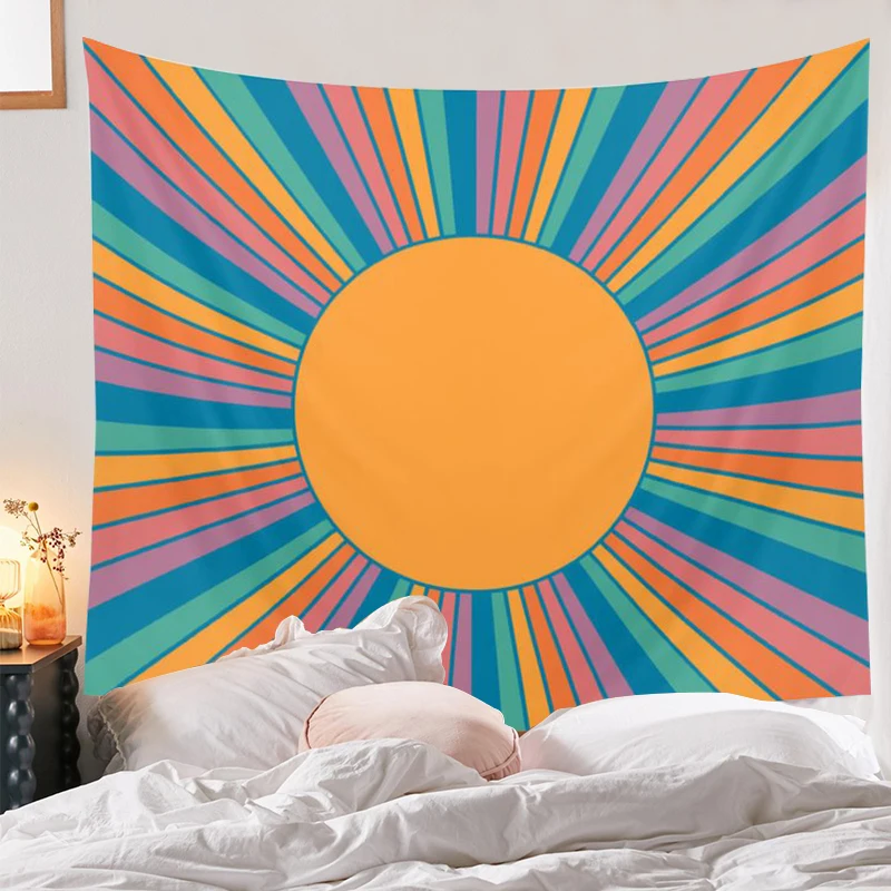 

Colorful Sunshine Wall Tapestry Hanging Home Decor INS Style Spring Flower Tapestries for Room Decoration Small Size