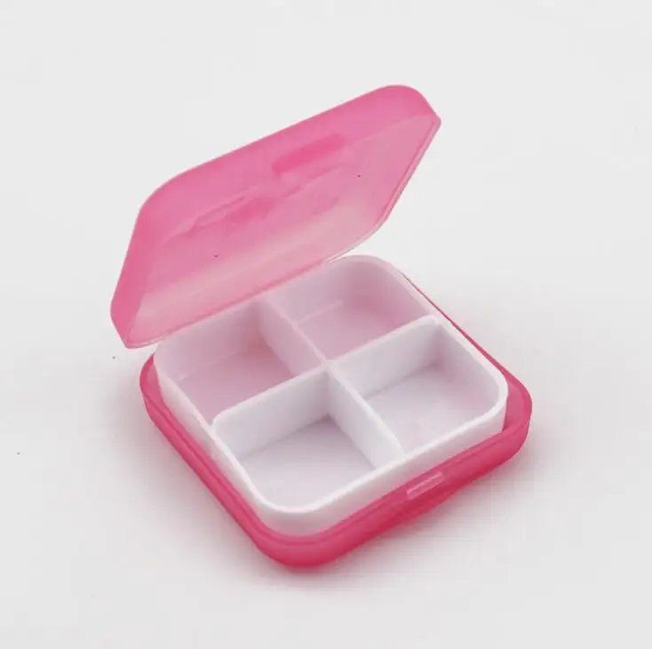 Pink 4 сетки набор таблеток Мини pillbox крафт-коробка упаковка мелких предметов коробка для хранения личных съемных таблеток - Цвет: Pink