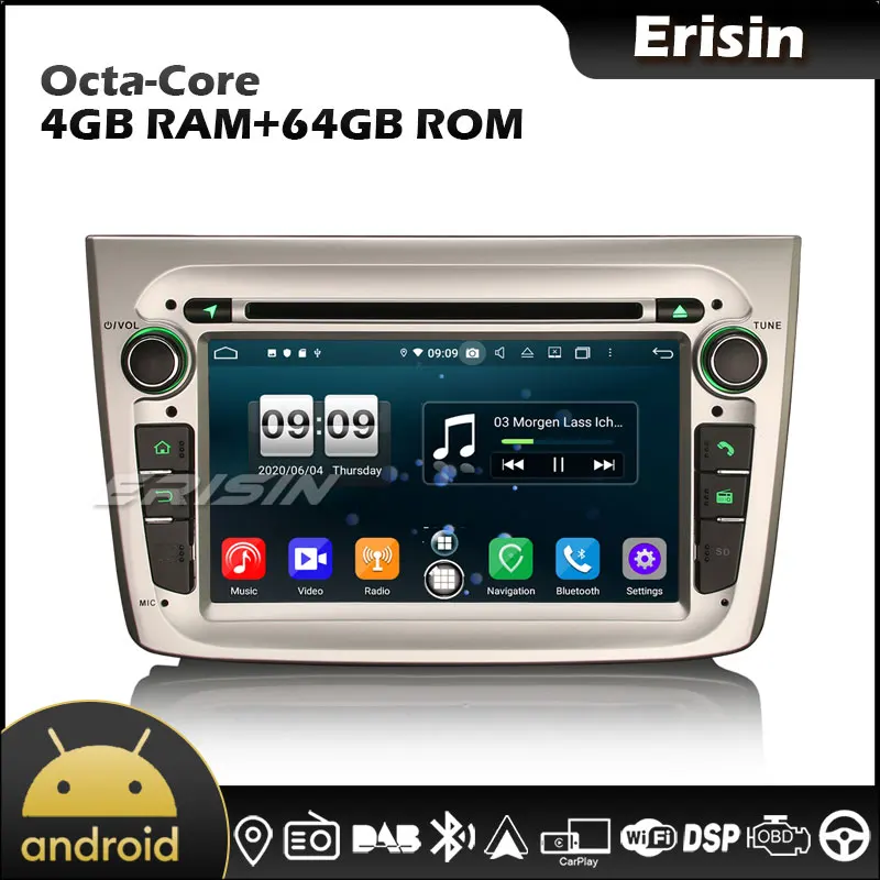 Erisin EU Warehouse 8730 7 &quotOcta Core 64G Android 10 0 GPS CarPlay Авто DSP 4G автомобильный DVD плеер для Alfa Romeo