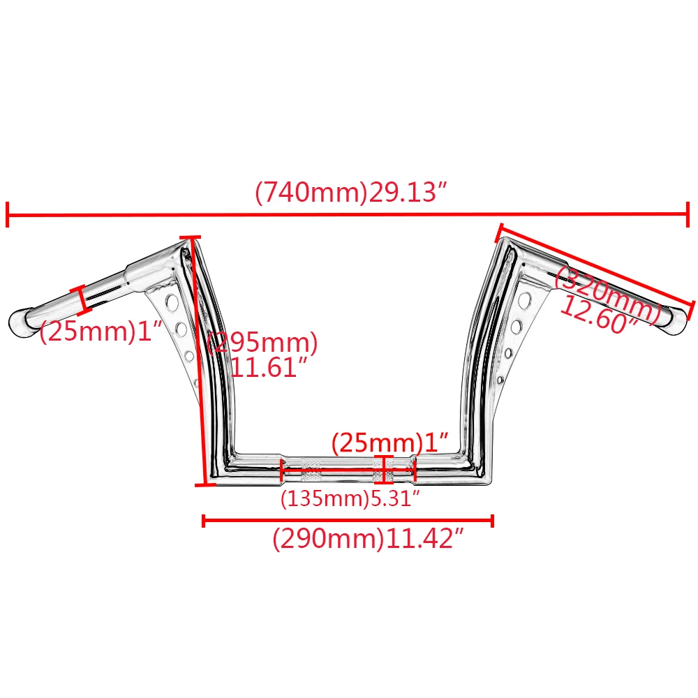

Black 12" Rise Hanger Handlebar For Harley Dyna FLHT FXST Softail FLSTF Sportster XL 883 1200 1" Handlebar Universal