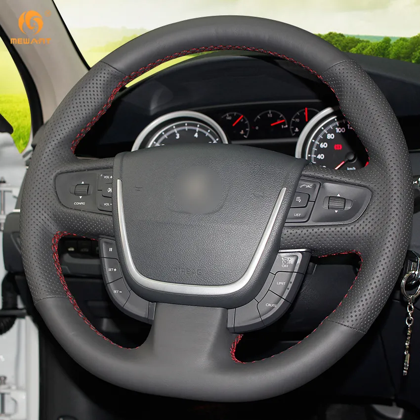 MEWANT черный чехол рулевого колеса автомобиля из натуральной кожи для Peugeot 508