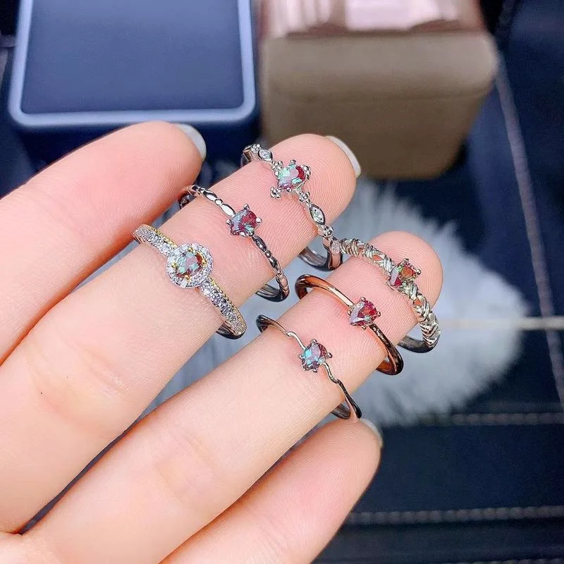 Винтажное Александритовое обручальное кольцо Solid14K из розового золота свадебное