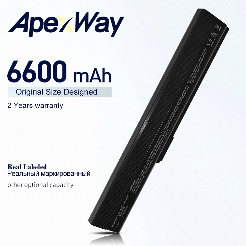 ApexWay Аккумулятор для ноутбука ASUS A31 B53 A32 K52 A41 K52L681 A42f A42j A52J A52f A52D F85 F86 K42 K52J K42J|laptop