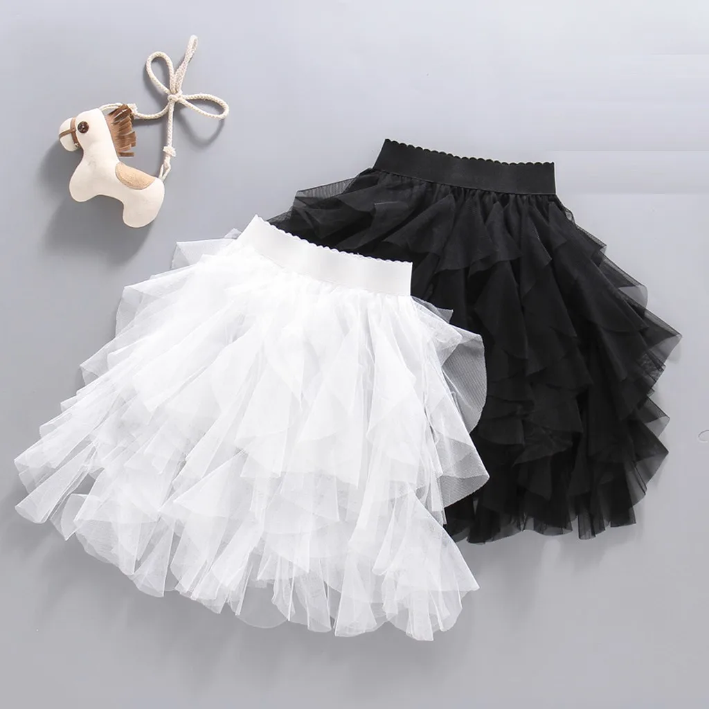 Модная однотонная многослойная юбка принцессы для маленьких девочек бальное