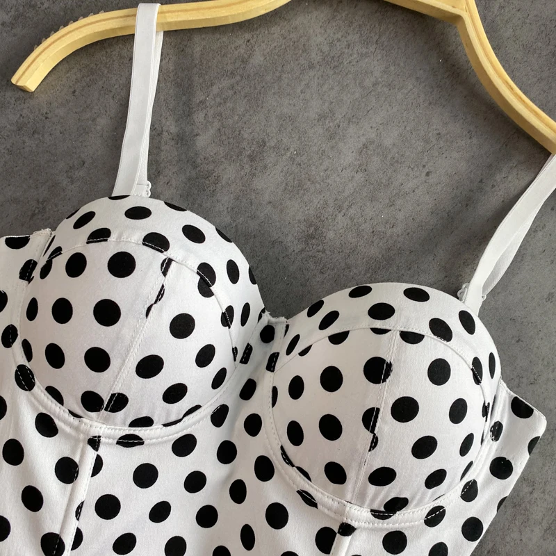 

Women's Cotton Corset Crop Top Fashion Sweet Dot Bustiers & Corsets Tops To Wear Out Female Tank Top French Sexy Lingerie Bras