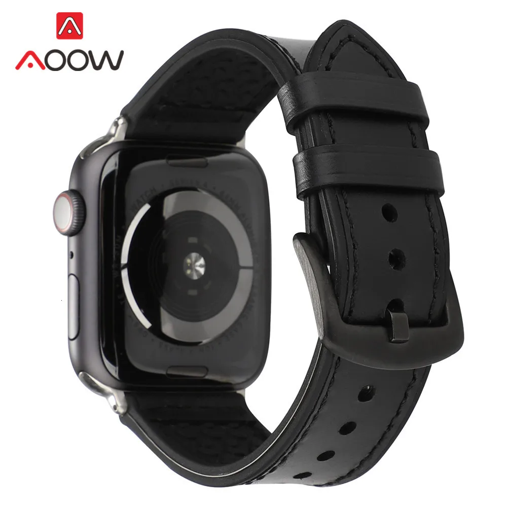 Резиновый кожаный ремешок для часов Apple Watch 40 мм 44 мм 38 42 красная черная пряжка мужской женский спортивный браслет ремешок для iwatch 1 2 3 4