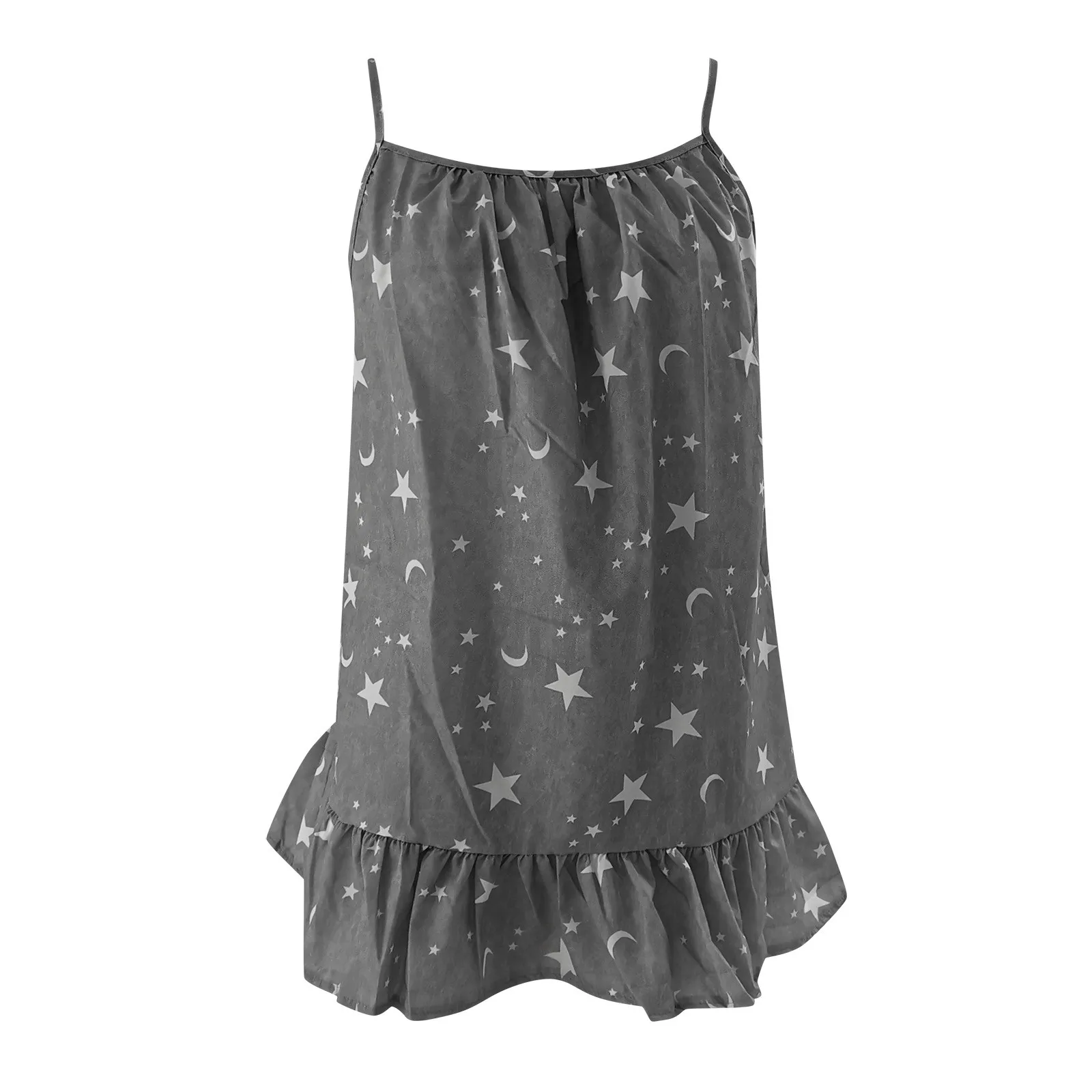

SAGACE Ladies casual V-neck star and moon print sleeveless camisole T-shirt top Ladies sleeveless shirt top sexy camisole