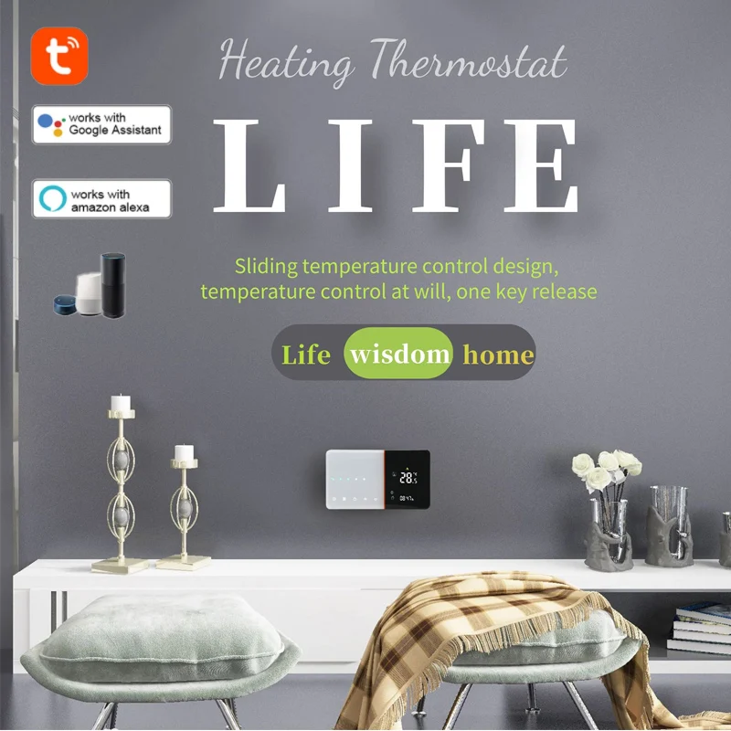 

Программируемый термостат для подогрева пола TUYA, Wi-Fi