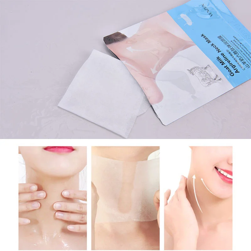 

5pcs Anti-Aging Neck Lift Firming Cream Goat Milk Hexapeptide Neck Mask Hydrating Whitening Collagen Neck Patch Anti-Wrinkle