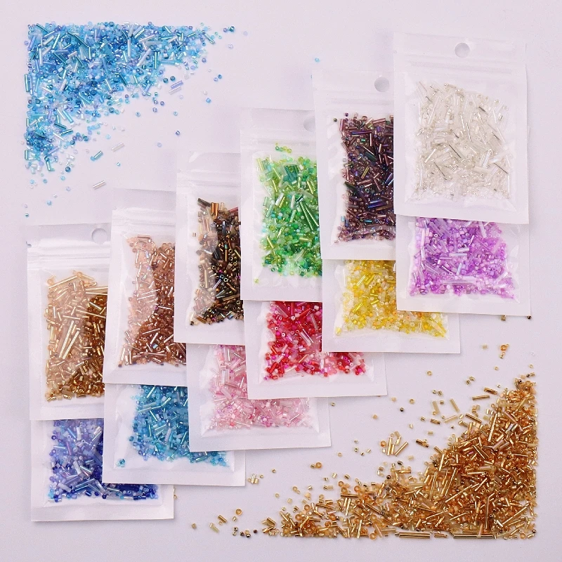 

500Pcs Mixed Shapes Glass Seed Beads Craft Jewelry Bugles Tube Beads For DIY Bracelet Necklace Garments Sewing Accessories