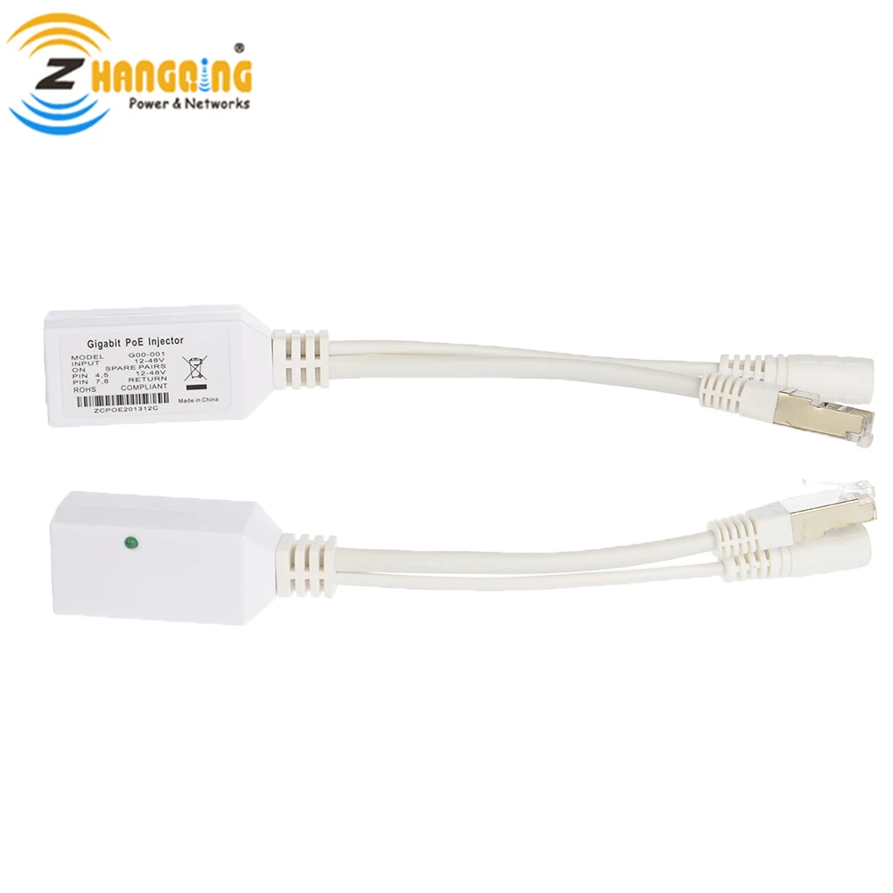 Gigabit PoE Injector cable Shield RJ45 With LED Indicator Use with any Ethernet switch Ideal for IP Cameras Access points