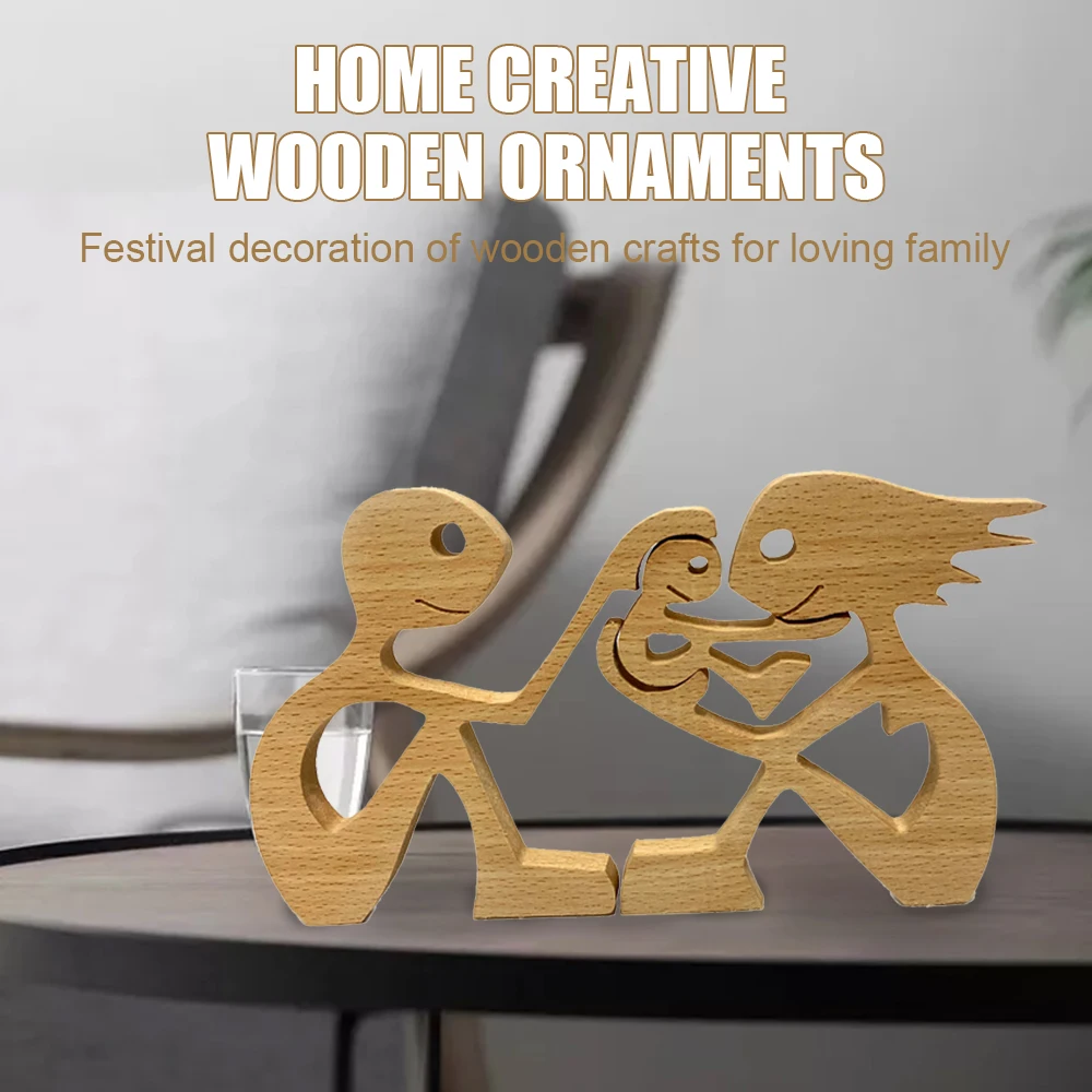 

3 шт./компл. семейный деревянный домашний Декор статуя ручной работы деревянная резьба ремесла Статуэтка орнамент для рабочего стола офиса ...