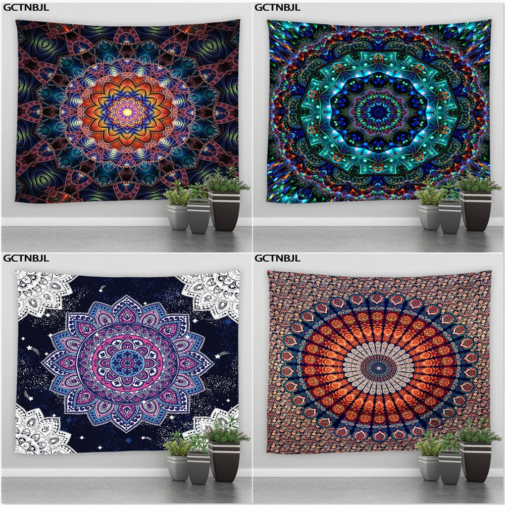 

India Mandala Tapestry Wall Hanging Boho Style Background Tapestries Psychedelic Hippie Night Moon Bedroom Dorm Decor Blanket