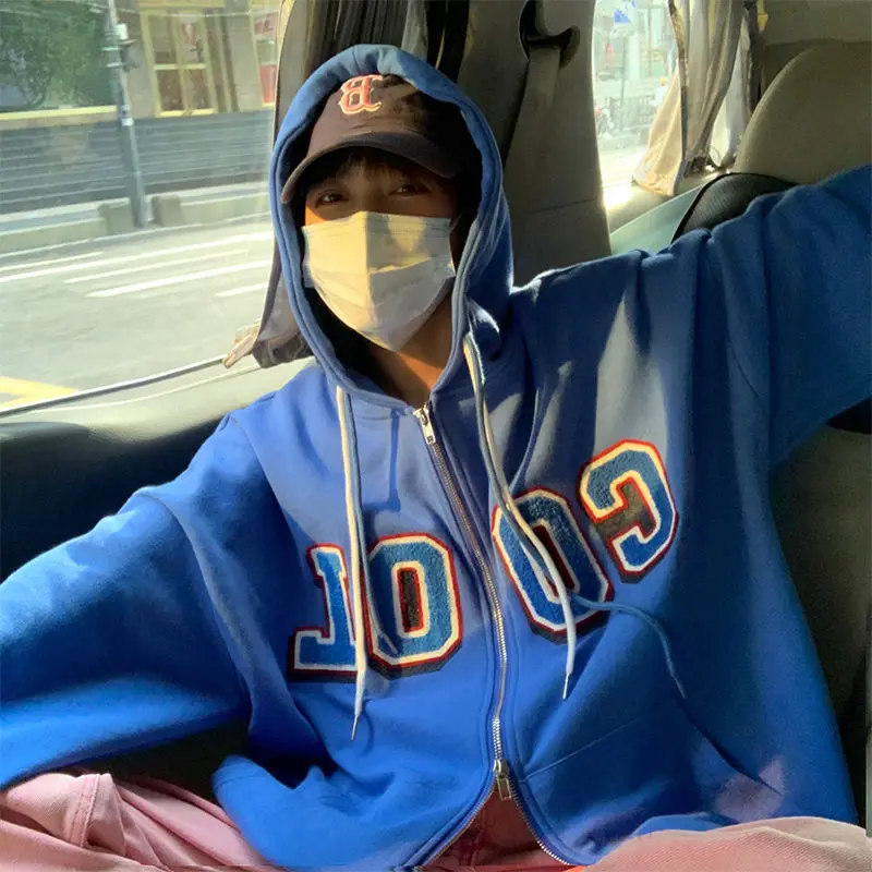 

Готическая уличная Толстовка с длинным рукавом Y2k свободная толстовка панк спортивная рубашка на молнии женская зимняя куртка