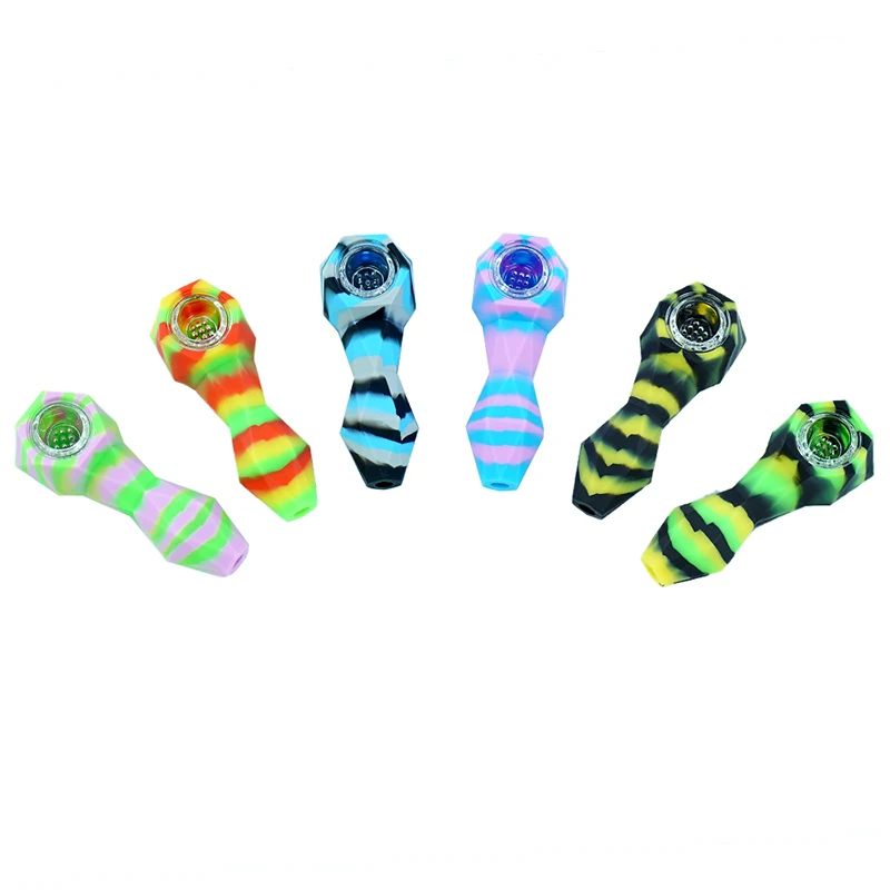 

5 piece Portable silicone smoking pipe, colorful silicone pipe ex factory price