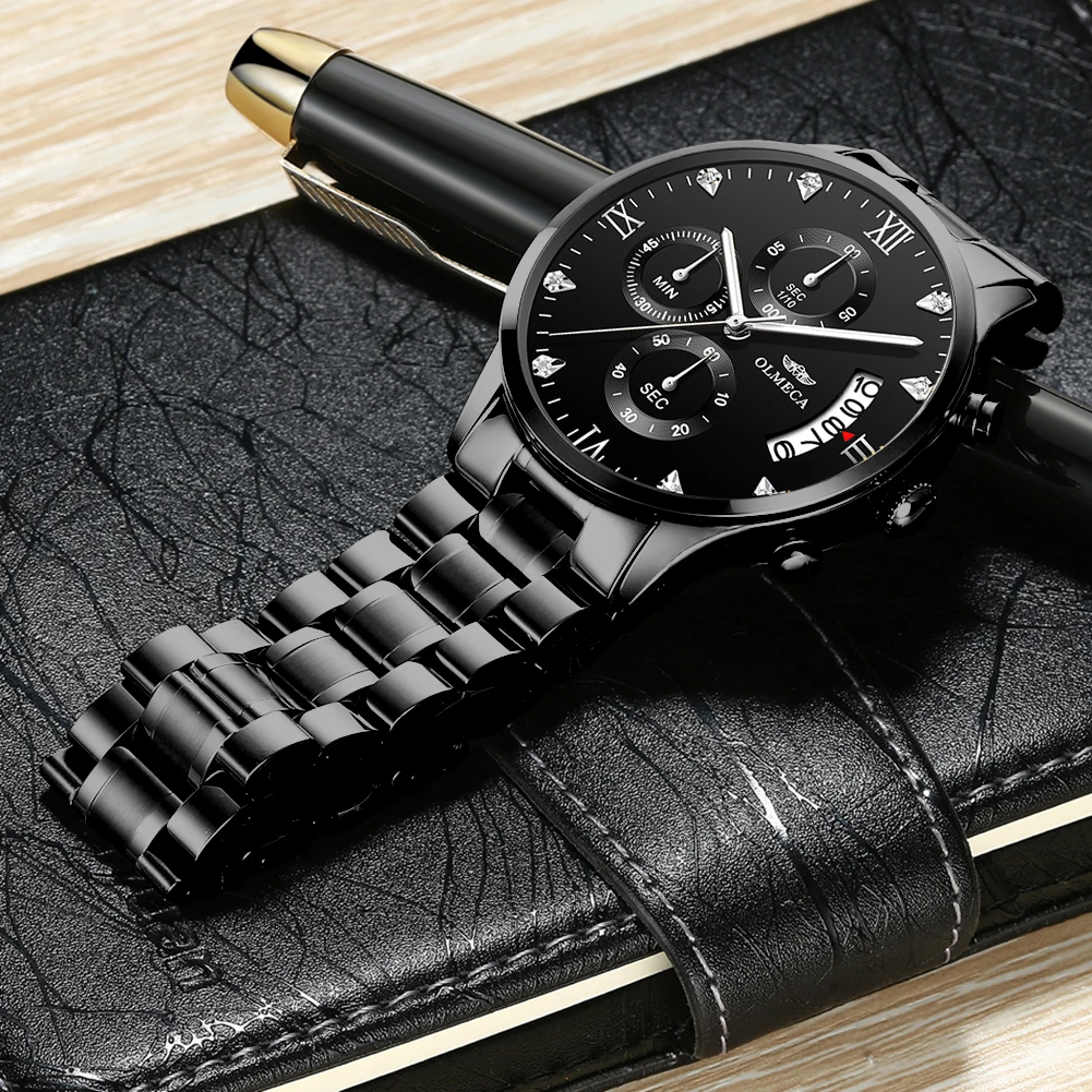 OLMECA мужские часы люксовый бренд водонепроницаемые нержавеющая сталь мода полный
