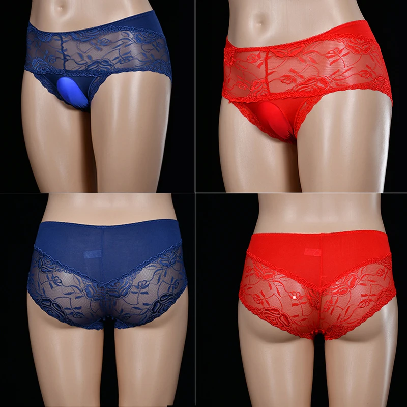 

Exotic Apparel Man Lace Fancy Underpants Boxers Gay Intimate Sexy Hot Bulge Mesh Crossdressing Sissy Cosplay G Strings Panties