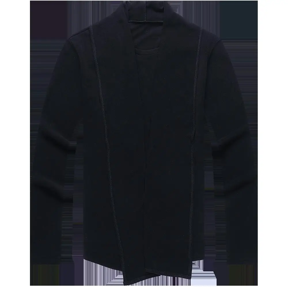 Новинка 2021 повседневный вязаный длинный свитер с имитацией двух частей Мужской