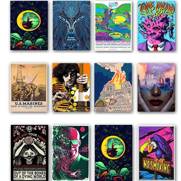 Новая шелковая картина психоделическая музыкальная группы постер и принты