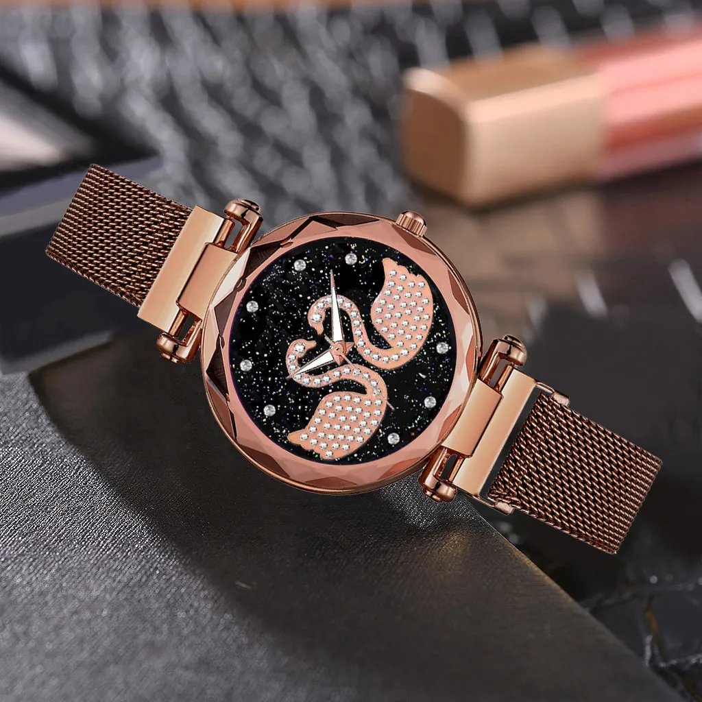 Женские наручные часы на магнитном ремешке кварцевые повседневные с