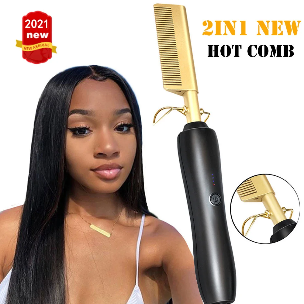 

2 in 1 Hot Hair Comb Straightener Electric Wet Dry Use Hair Curler Flat Irons Hot Heating Hair Straight Styler Hair Curlers